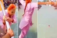 Elderly woman of haryana s stunt in ganga goes viral on social media