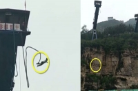 Teen plunges into river from bungee jump because of staff screw up