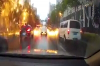 Video shows street struck by lightning in china