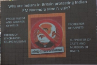 Modinotwelcome posters greet the indian pm on the first day of his uk visit