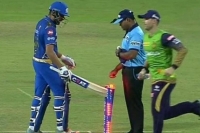 Ipl 2019 rohit fined 15 of match fee for hitting stumps after dismissal