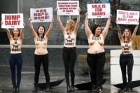 Topless women tell dairy to stop stealing babies milk