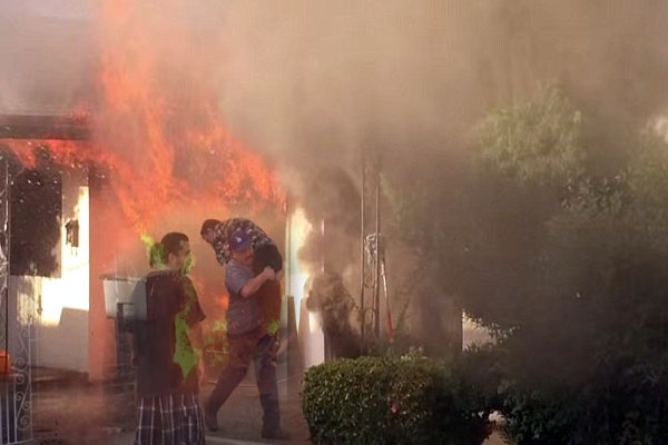 Man rescued from a firing home in california