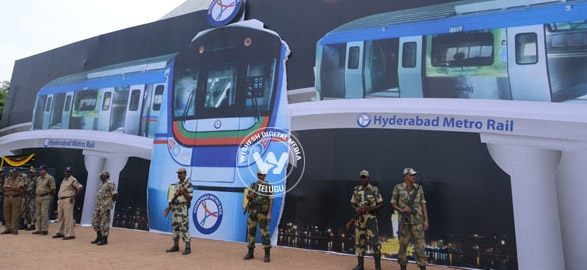 Cm kiran launches metro rail model coach at necklace road