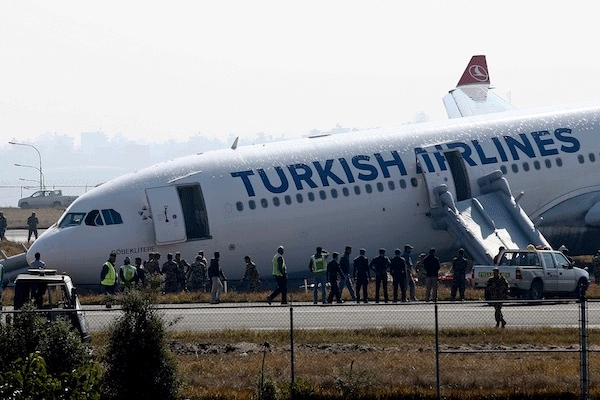 Turkish plane skids off runway at kathmandu airport passengers safe