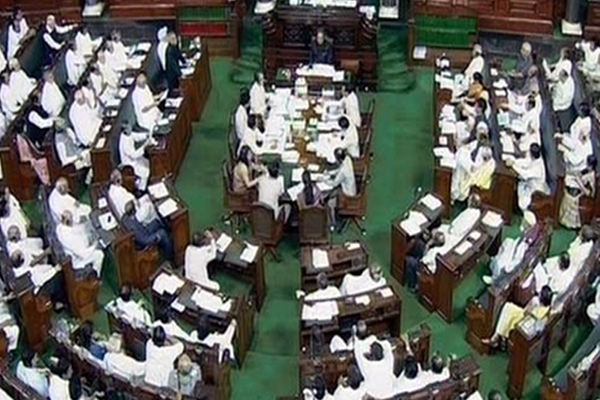 Opposition targets centre on black money tmc mps with black umbrellas protest outside parliament