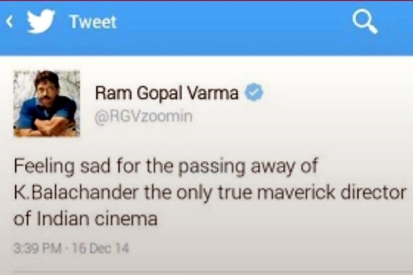 Ram gopal varma apologises k balachandar death tweet