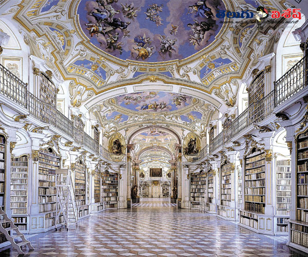 Photo 9of 10 | most Beautiful Libraries | worlds beautiful buildings | అడ్మాంట్ అబ్బే లైబ్రరీ (ADMONT ABBEY LIBRARY)