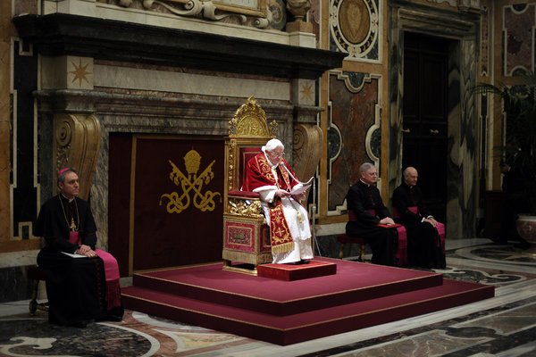 pope benedict pledges obedience to successor