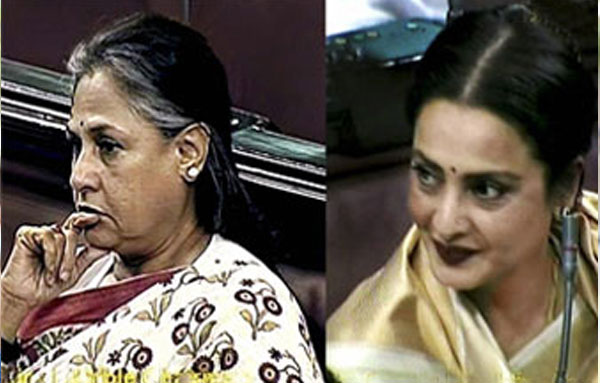 Rekha, Jaya Bachchan maintain distance in RS 