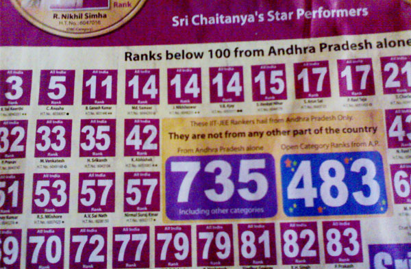 andhra pradesh private colleges ranks paper ads