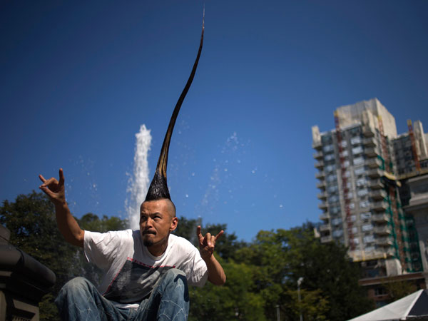 Japanese designer crowned with tallest mohawk in Guinness World Records