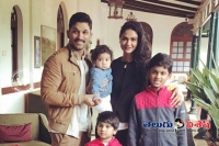 Stylish star with cute family