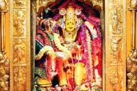 Durga devi atop indrakeeladri attired as annapurna devi on fourth day of dasara celebrations