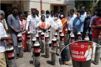 Janasena leaders donated oxygen cylinders to covid hospital