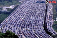 Ten days traffic jam placed in beijing china