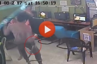 Snake bites man on the bottom in thai internet cafe