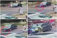 Woman miraculous escape in accident at kadri kambla junction