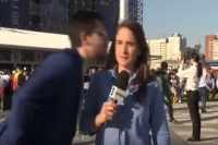 World cup reporter warns at man who tried to kiss her on camera