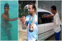 Gold medallist differently abled swimmer now washing cars to earn a living