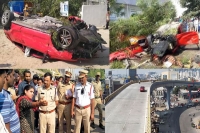 Woman killed as speeding car falls on her from bio diversity flyover in hyderabad