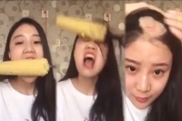 Woman attempts corn drill challenge fails miserably