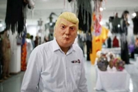 Chinese factory gearing up for halloween with masks of trump