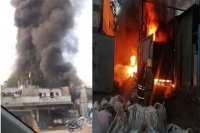 Fire breaks out at tyre godown in rajendranagar of hyderabad