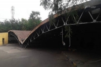 Nizam era mississippi aircraft hanger comes down crashing in hyderabad s gowliguda