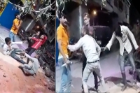 On camera dancing man stabs himself during stunt at holi celebrations