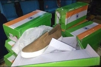 Imported chinese shoes received in tricolor boxes indians enraged