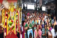 Goddess blesses devotees in sri lalitha tripura sundari devi avatar on day 5 of dasara festivities