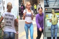 Model walks half naked around hong kong