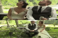 Video shows newlyweds barely escape tree branch