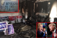Trump clinton condemn firebomb attack on republican party office