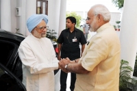 Manmohan singh meets modi at laters official home