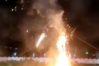 Raavan s revenge effigy shoots back at crowd after they set it on fire