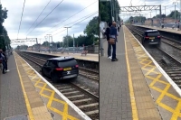 Grand theft auto car driven on railway tracks at cheshunt to escape police