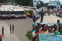 Tsrtc workers continue their indefinite strike on 10th day