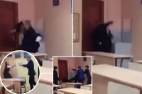 Classroom prank turns into fight when a boy viciously attacks a girl