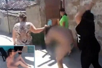 Furious wives force their husband mistress stirped and paraded naked
