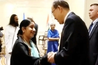 Sushma swaraj reaches un for international yoga day celebrations