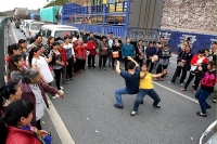 People enjoyed the tarffic jam in china