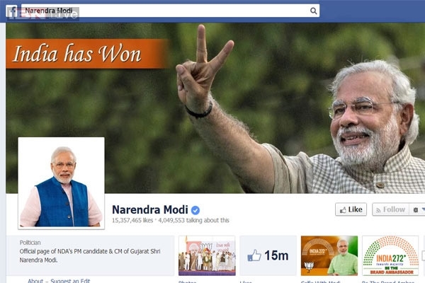 Modi s facebook page followers largest in the world