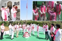 Cm kcr greets party workers people on 20th trs party anniversary